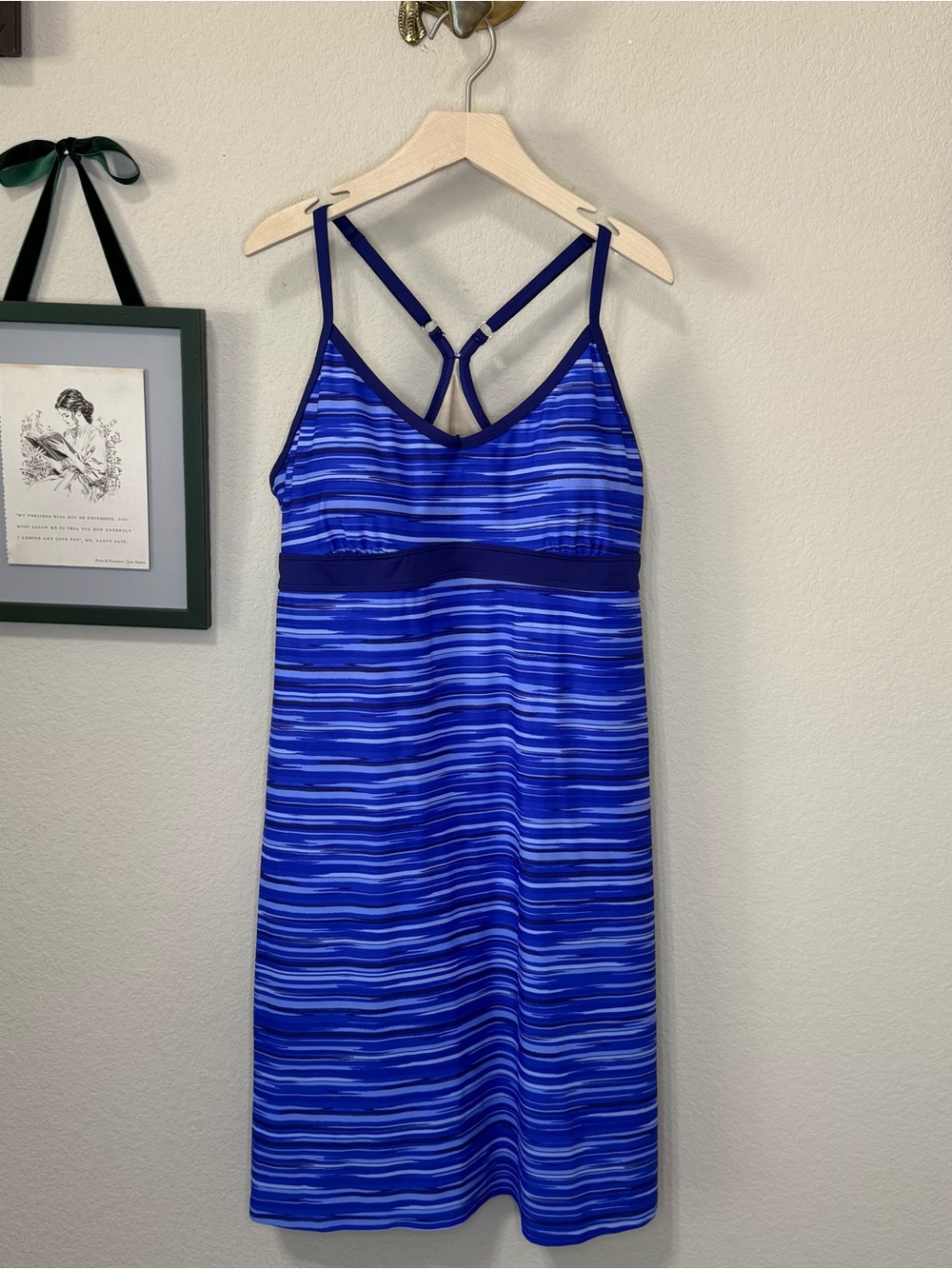 ATHLETA | Blue Striped Women's Athletic Racerback Dress Size Medium